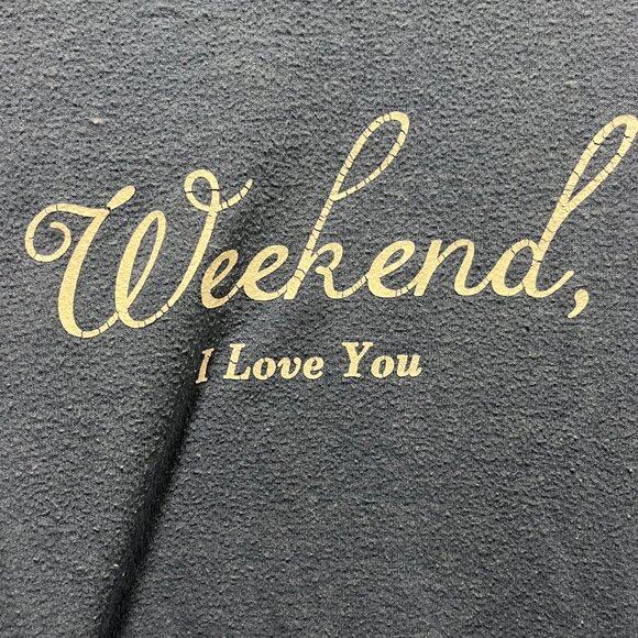 Wildfox Women's Graphic T-Shirt Blue Weekend, I Love You Size Large - Picture 3 of 5